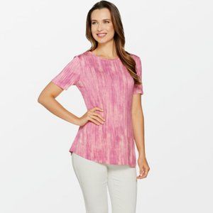 Lisa Rinna Collection Round Neck Short Sleeve Super Soft Pink Tunic Top Size 1X